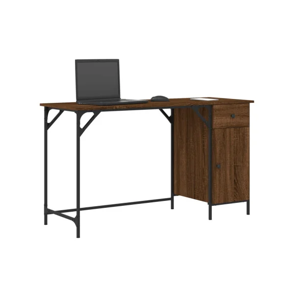 Bureau Industriel Chêne Marron Caisson Réversible Bureau 1 Tiroir 1 Placard Bureau Informatique