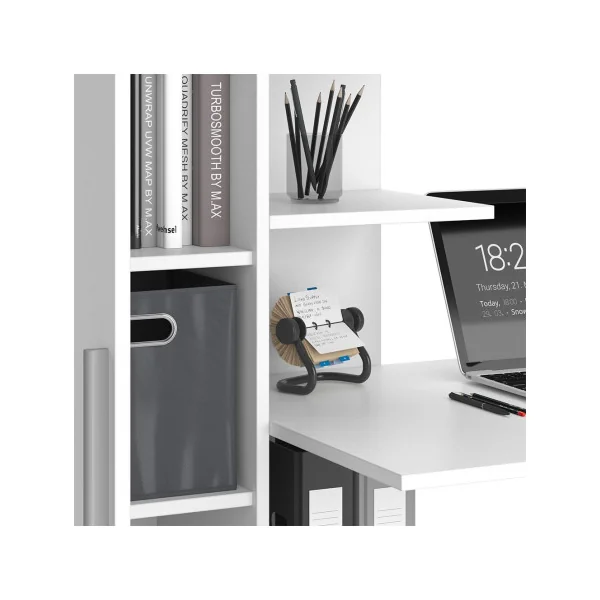 Bureau Moderne Blanc Bureau avec Rangement Table d'Ordinateur Tendance