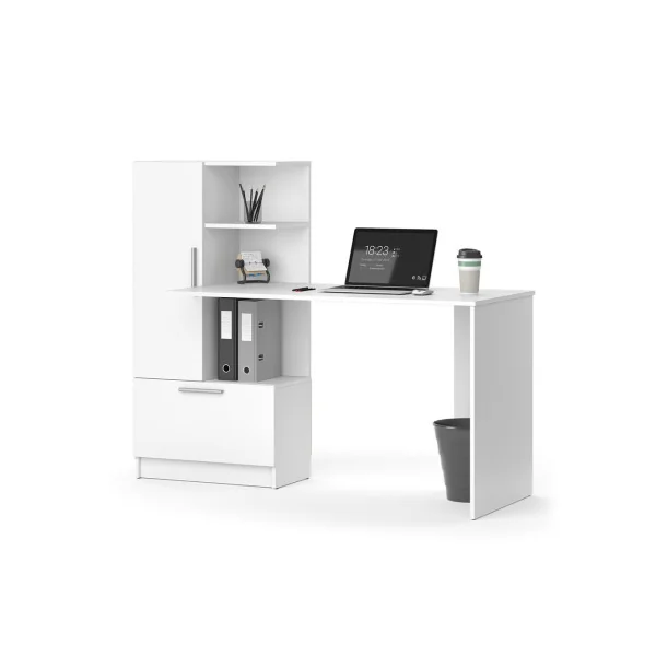 Bureau Moderne Blanc Bureau avec Rangement Table d'Ordinateur Tendance