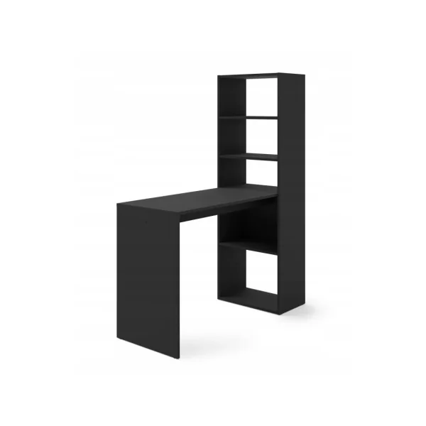 Bureau Noir avec 5 Niveaux Etagères Poste de Travail Informatique Bureau avec Rangement