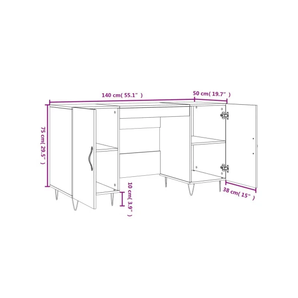 Bureau Pied Epingle Chêne 2 Placards Bureau Informatique Spacieux