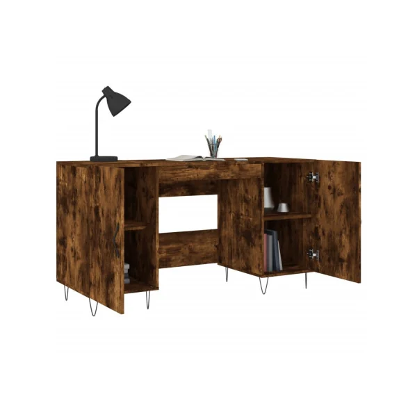 Bureau Pied Epingle Chêne Fumé 2 Placards Bureau Informatique Spacieux