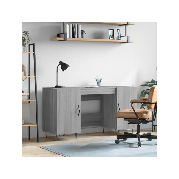 Bureau Pied Epingle Chêne Gris 2 Placards Bureau Informatique Spacieux