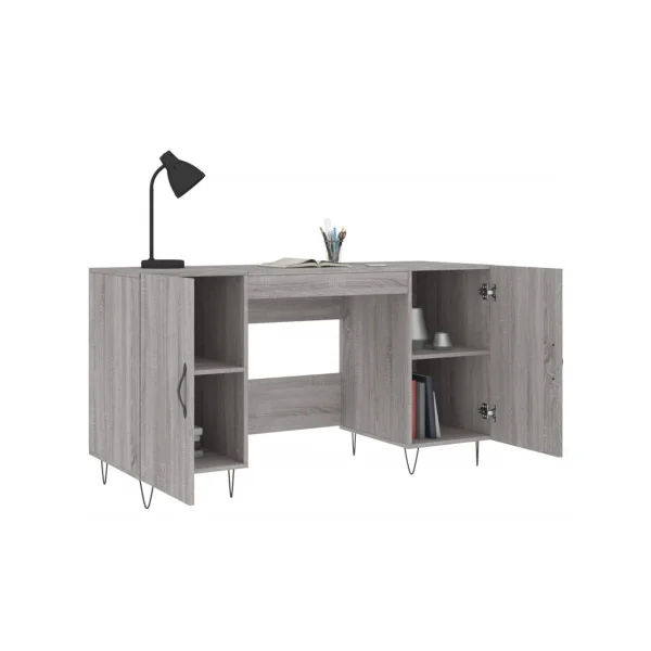 Bureau Pied Epingle Chêne Gris 2 Placards Bureau Informatique Spacieux