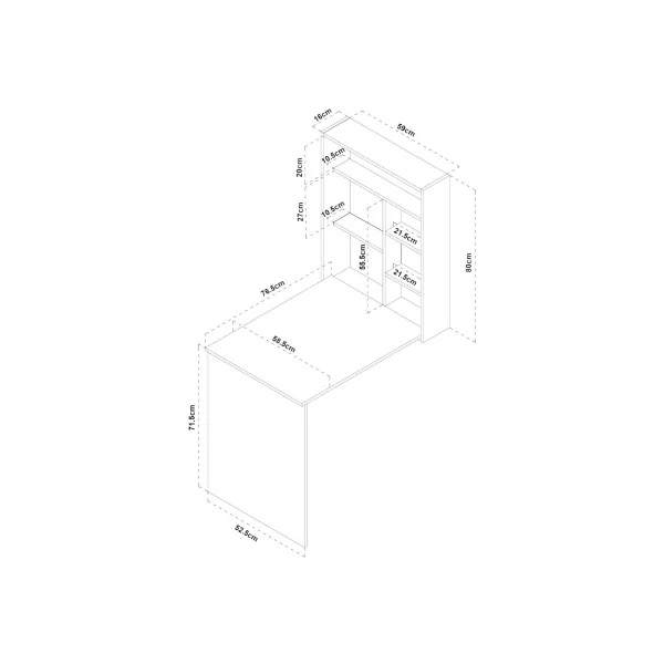 Bureau Pliant Blanc et Aspect Bois Table Murale Gain de Place