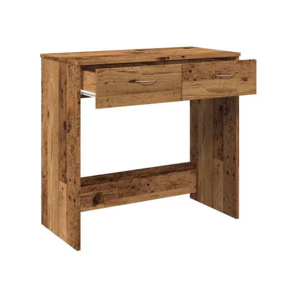 Bureau Vieux Bois Table de Travail 2 Tiroirs Console d'Entrée Moderne