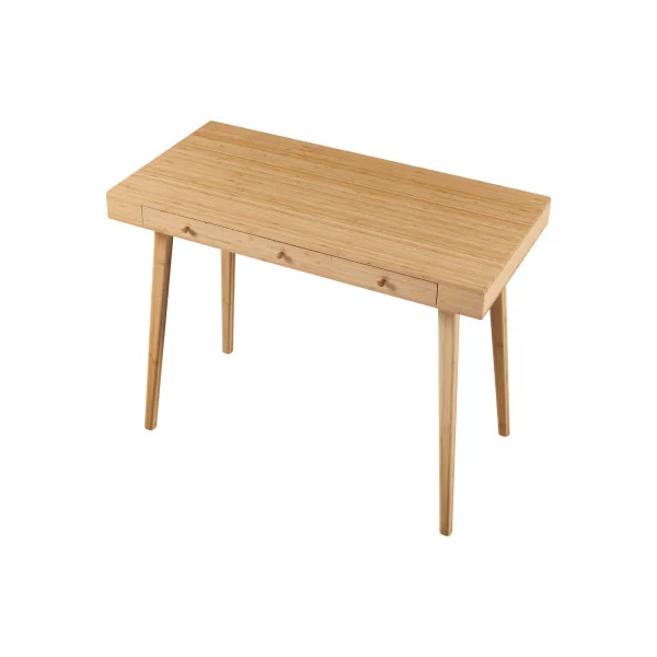 Bureau Vintage en Bambou 3 Tiroirs Table de Travail en Bambou Console d'Entrée en Bambou