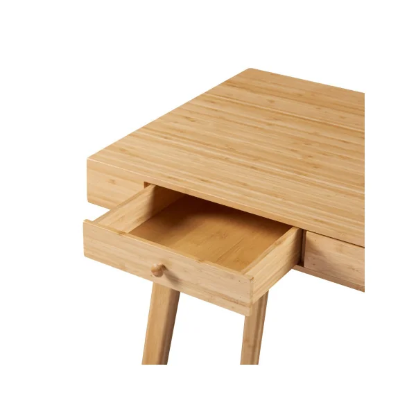 Bureau Vintage en Bambou 3 Tiroirs Table de Travail en Bambou Console d'Entrée en Bambou