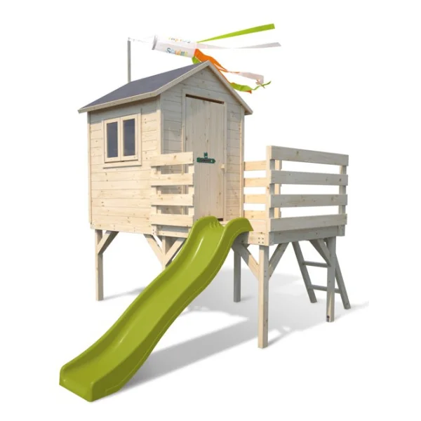 Cabane Enfant de Jardin Pilotis avec Toboggan Maisonnette pour Enfant Maisonnette avec Terrasse