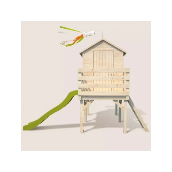 Cabane Enfant de Jardin Pilotis avec Toboggan Maisonnette pour Enfant Maisonnette avec Terrasse