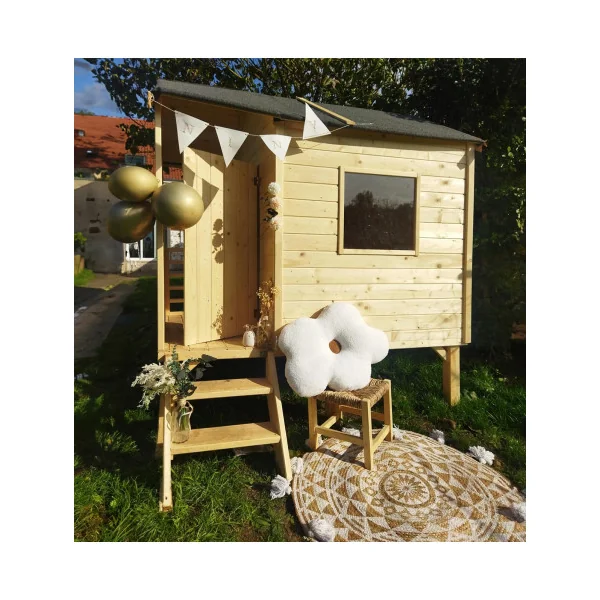 Cabane Enfant de Jardin sur Pilotis Maisonnette pour Enfant en Epicéa Maisonnette avec Terrasse Maison Enfant Extérieure