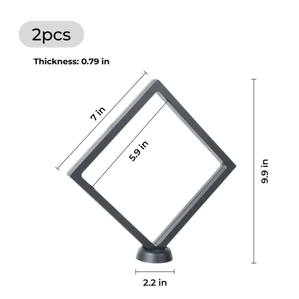 Cadre flottant noir avec support (2 pcs) 17,8 cm x 17,8 cm