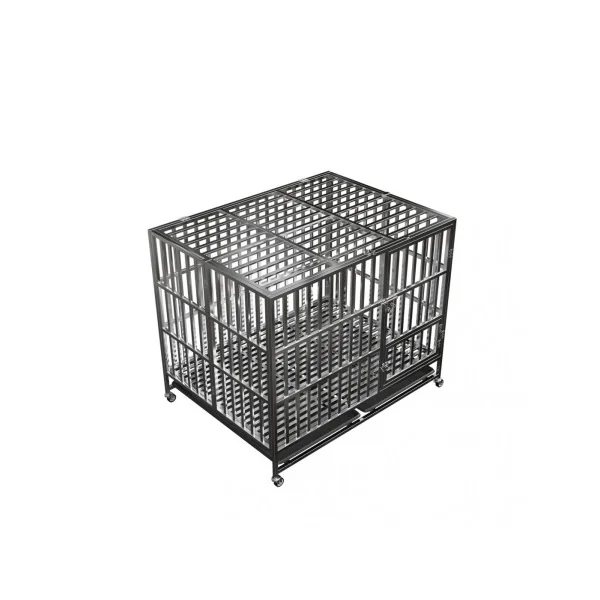 Cage Chien 125x90x84 cm Inox Cage Pliante Cage Chat Pliante Mobile en INOX