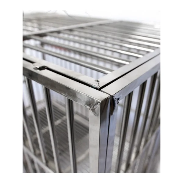 Cage Chien 125x90x84 cm Inox Cage Pliante Cage Chat Pliante Mobile en INOX