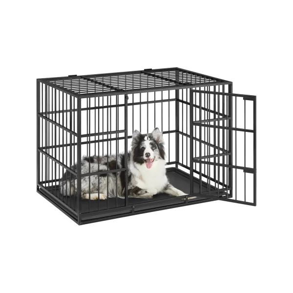Cage Chien Résistante 2en1 Cage Chat avec Bac Récupérateur Parc Chien Enclos Chiot