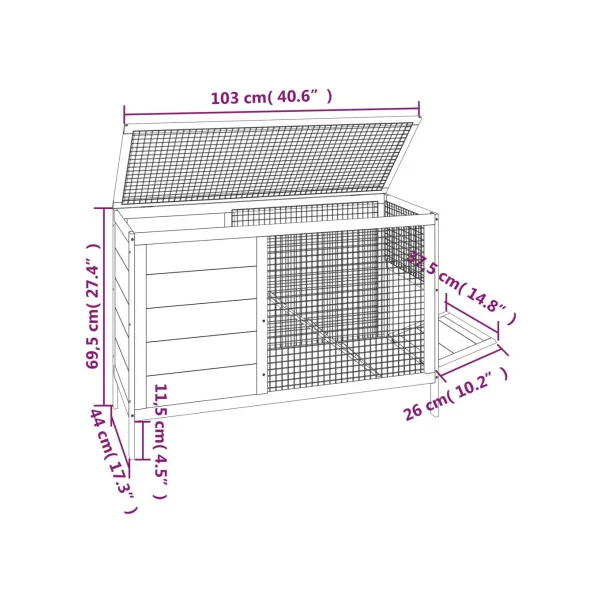 Cage Lapin Moka Pin Massif Cage Cochon d'Inde Clapier Lapin