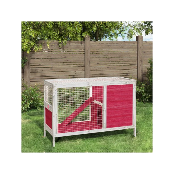 Cage Lapin Rouge Pin Massif Cage Cochon d'Inde Clapier Lapin