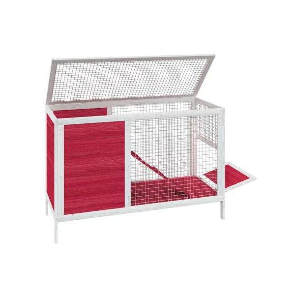 Cage Lapin Rouge Pin Massif Cage Cochon d'Inde Clapier Lapin