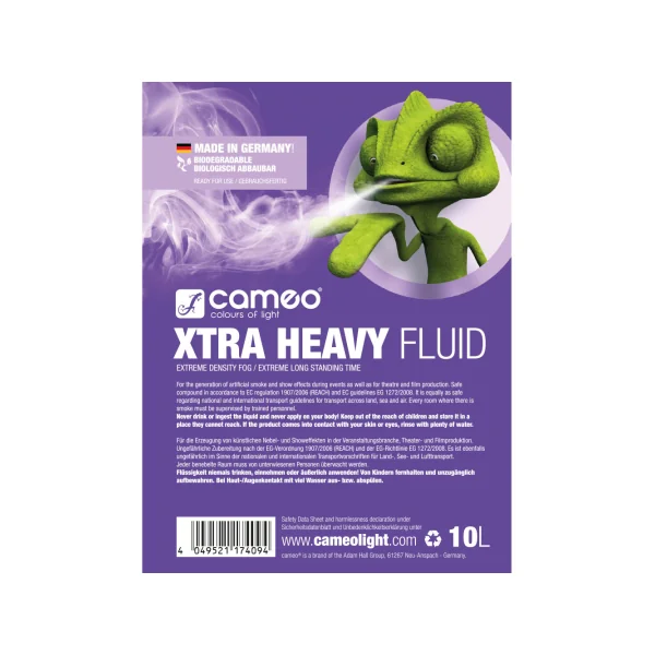 Cameo XTRA HEAVY FLUID 10L - Liquide pour machines à fumée à forte densité et tenue extrêmement longue 10 l