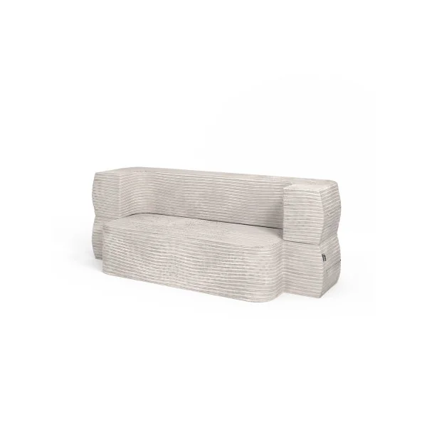 Canapé 2/3 Places Beige Design Rainuré Canapé Convertible Lit 190x90 cm