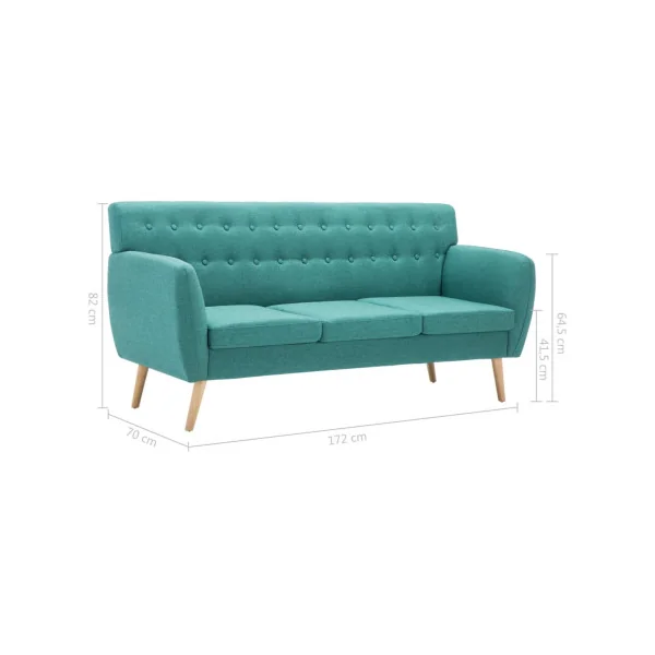Canapé Scandinave Canapé Vert 3 places Revêtement en Tissu 172 cm