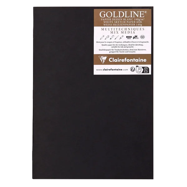 Carnet de dessin piqué Goldline 20 feuilles - 140gr/m² - format A3-A4 & A5