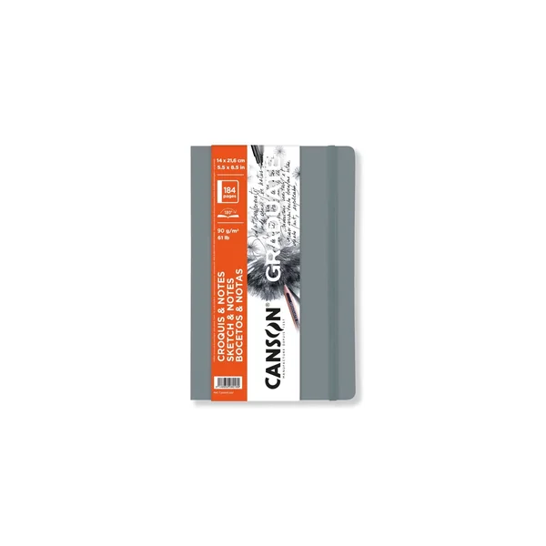 Carnet graduate Sketch & notes 14 x 21 cm-92 feuilles-90gr-couverture souple-3 couleurs au choix