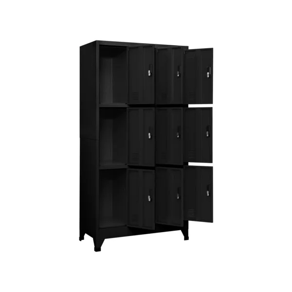 Casier en Métal Noir Vestiaire Professionnel Armoire en Acier x9 cases