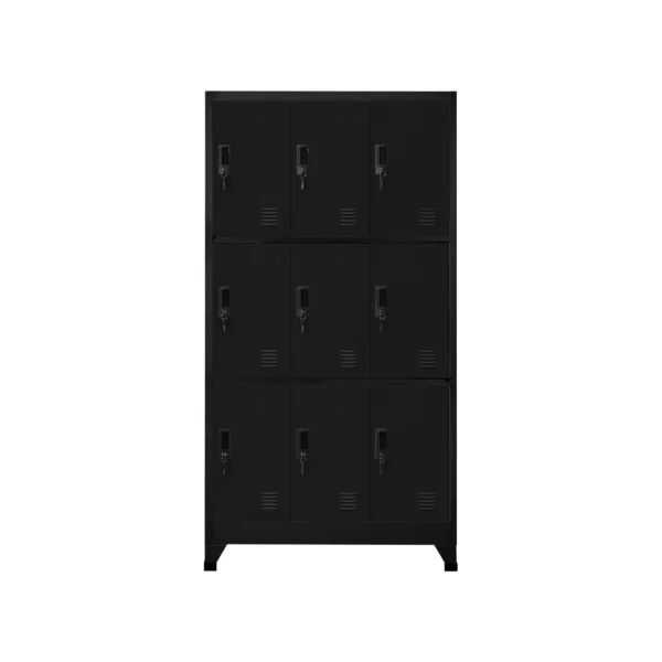 Casier en Métal Noir Vestiaire Professionnel Armoire en Acier x9 cases