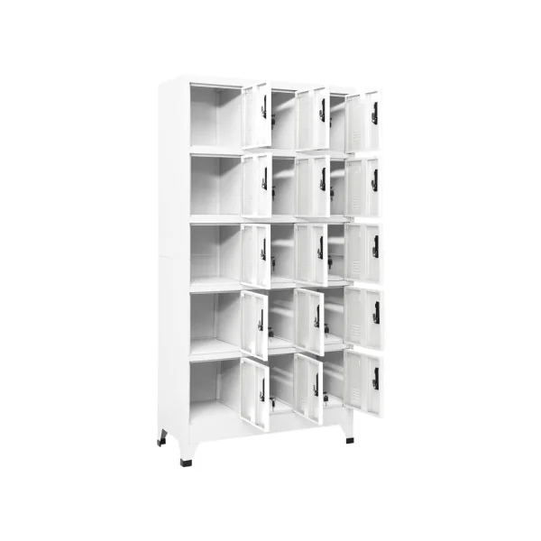 Casier en Métal Vestiaire Professionnel Armoire en Acier x15 cases Blanc