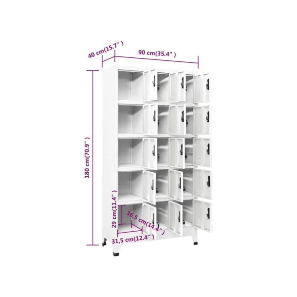 Casier en Métal Vestiaire Professionnel Armoire en Acier x15 cases Blanc