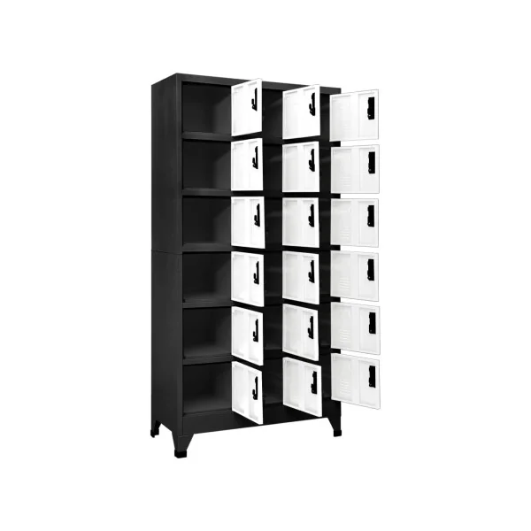 Casier en Métal Vestiaire Professionnel Armoire en Acier x18 cases Blanc et Anthracite