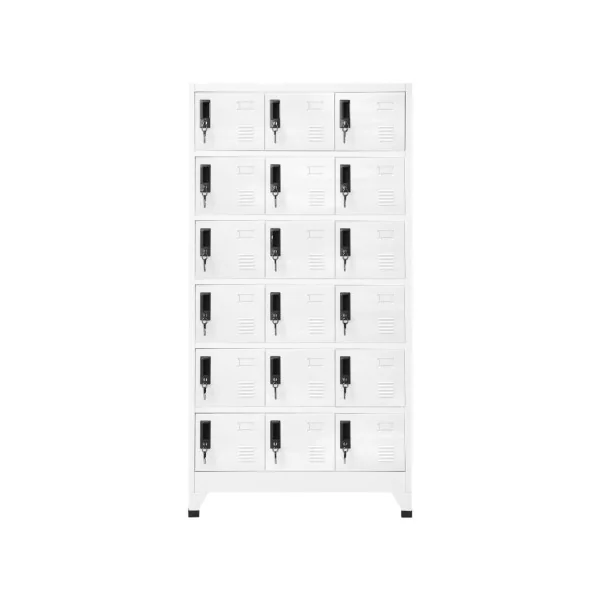 Casier en Métal Vestiaire Professionnel Armoire en Acier x18 cases Blanc