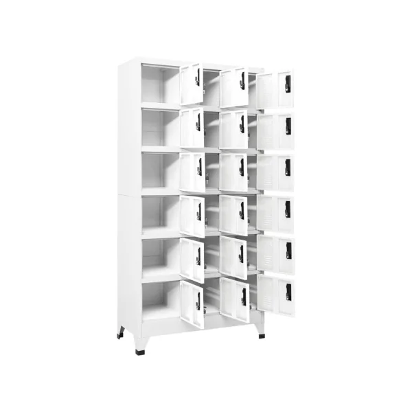 Casier en Métal Vestiaire Professionnel Armoire en Acier x18 cases Blanc