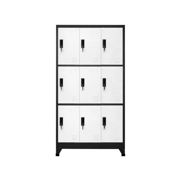 Casier en Métal Vestiaire Professionnel Armoire en Acier x9 cases Blanc et Anthracite