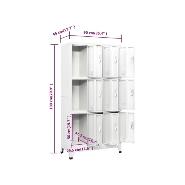 Casier en Métal Vestiaire Professionnel Armoire en Acier x9 cases Gris