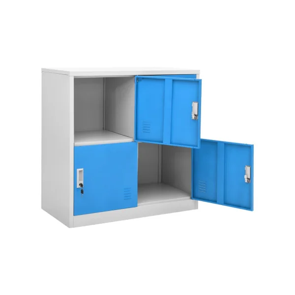 Casier Vestiaire Bleu Armoire en Acier 4 Compartiments Armoire Métallique