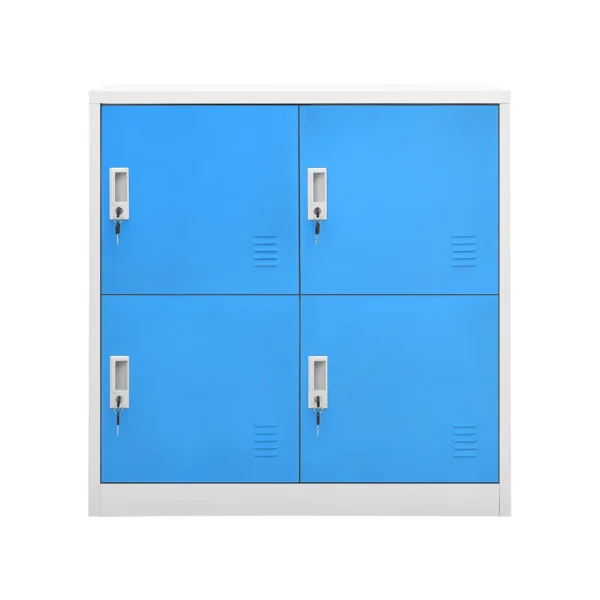 Casier Vestiaire Bleu Armoire en Acier 4 Compartiments Armoire Métallique