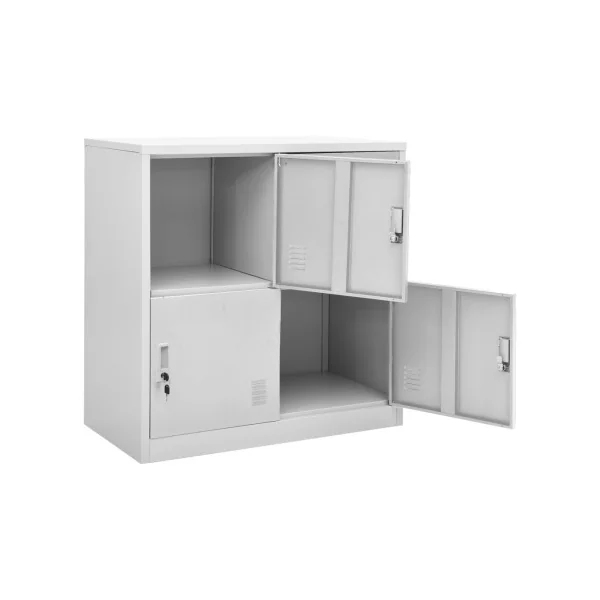 Casier Vestiaire Gris Clair Armoire en Acier 4 Compartiments Armoire Métallique