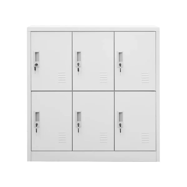 Casier Vestiaire Gris Clair Armoire en Acier 6 Compartiments Armoire Métallique