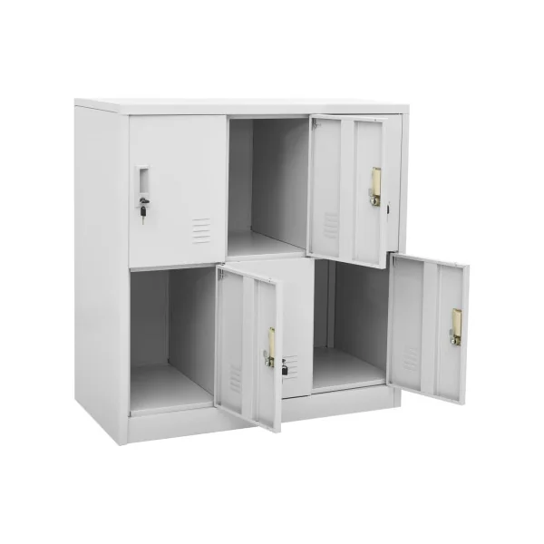 Casier Vestiaire Gris Clair Armoire en Acier 6 Compartiments Armoire Métallique