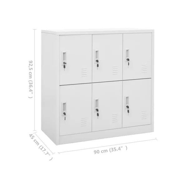Casier Vestiaire Gris Clair Armoire en Acier 6 Compartiments Armoire Métallique