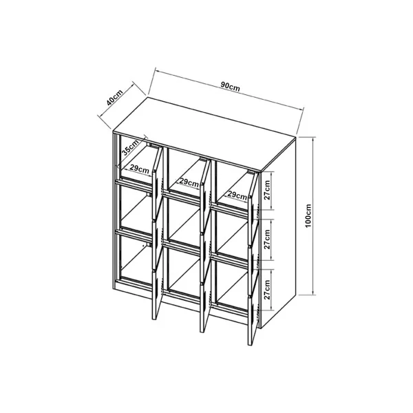 Casier Vestiaire Métallique Gris Armoire en Acier 9 Compartiments Armoire Métallique