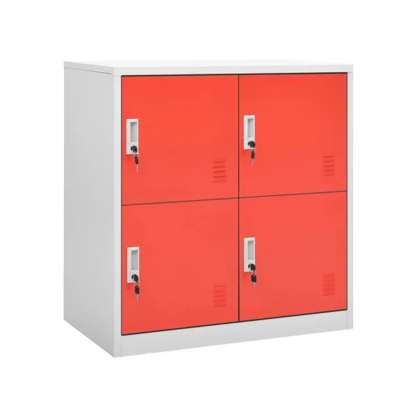 Casier Vestiaire Rouge Armoire en Acier 4 Compartiments Armoire Métallique