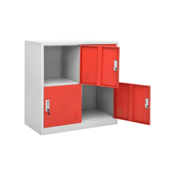 Casier Vestiaire Rouge Armoire en Acier 4 Compartiments Armoire Métallique