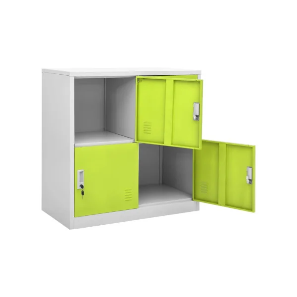 Casier Vestiaire Vert Armoire en Acier 4 Compartiments Armoire Métallique