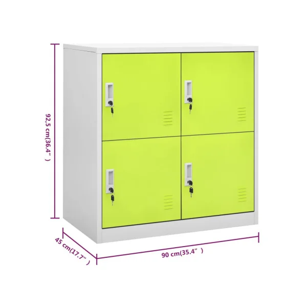 Casier Vestiaire Vert Armoire en Acier 4 Compartiments Armoire Métallique