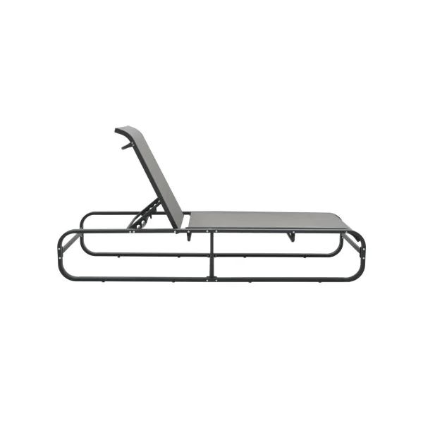 Chaise Longue Aluminium et Textilène Gris Bain de Soleil ALU Transat 1 Personne