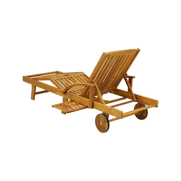 Chaise Longue en Acacia Massif 4 Positions Bain de Soleil Transat Jardin