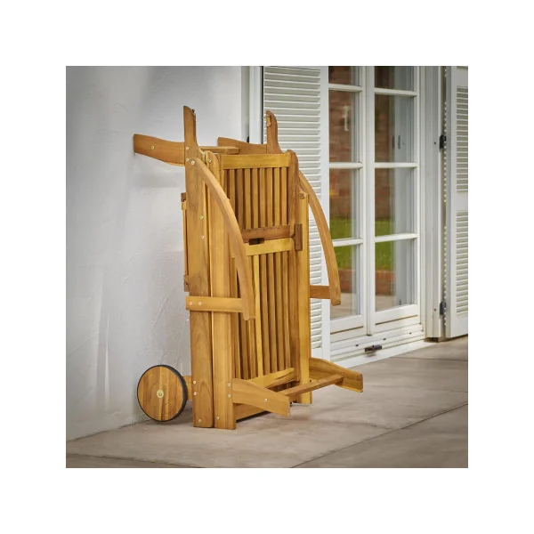 Chaise Longue en Acacia Massif 4 Positions Bain de Soleil Transat Jardin